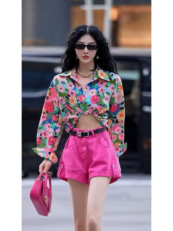 Brand Clearance Women's Clothing Sale, Discounted, Cut Tags, Hong Kong Style, Vintage Floral, Loose, Fashionable, Stylish, Elegant Long-Sleeve Shirt