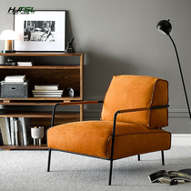 Italian minimalist designer leisure armchair living room bedroom model room net red frosted leather Baxter single chair