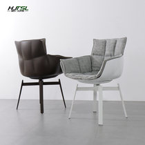 BB rice husk chair designer Italian minimalist light luxury rotatable dining chair casual with armrests desk chair makeup chair