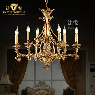 French chandelier all copper living room lamp bedroom dining room simple European home personality retro villa high-end custom lamp
