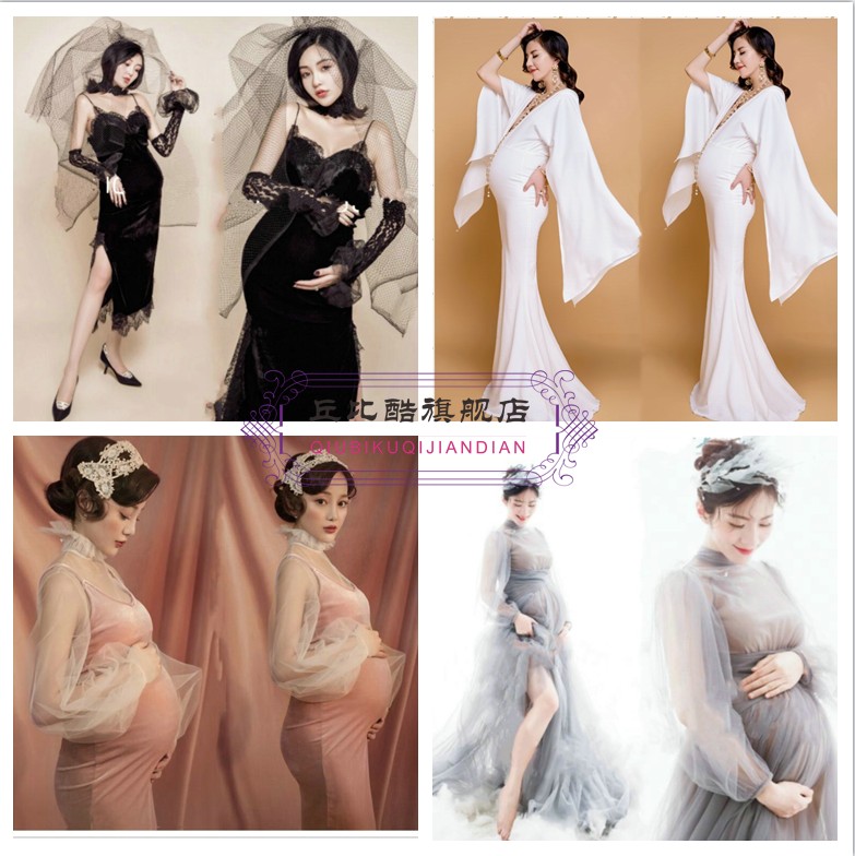 2020 new Korean version of the theme clothing pregnant women photo clothing perspective yarn skirt Mommy photo clothes photo studio photography