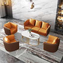 Modern light luxury office sofa three-person coffee table combination simple sales department to negotiate business reception guests