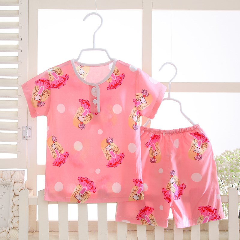 . Ba tuổi bé pajama mùa hè siêu mỏng lụa bông set boy model mỏng cô gái với quần áo máy lạnh lụa childrens quần áo về nhà.