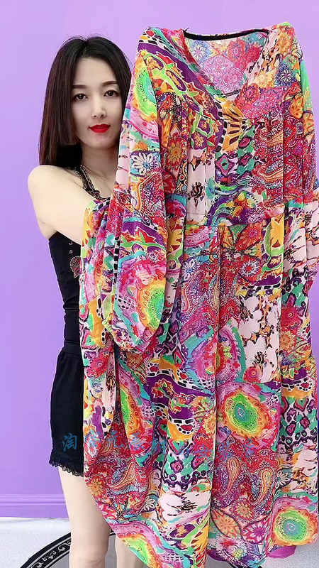 Fashionable Drawstring Waist Floral Dress for Women, Summer Long-Sleeve V-Neck Loose Mid-Length Slimming Plus-Size Dress Fashionable Drawstring Waist Floral Dress for Women, Summer Long-Sleeve V-Neck Loose Mid-Length Slimming Plus-Size Dress