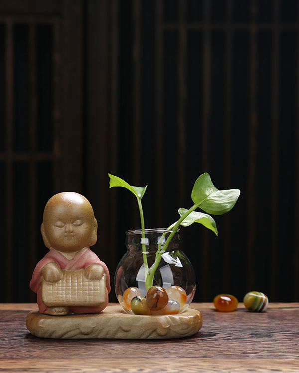 Đồ trang trí hoa gốm, cờ vua, cờ vua và hội họa, nhà sư nhỏ, màu xanh lá cây sáng tạo, nước, nước, bình hoa, trà, hoa thú cưng, trang trí nhà - Vase / Bồn hoa & Kệ chậu ốp tường