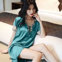 Sleeping Dress Woman 2022 New Korean Version Slim lace short sleeve big code pyjamas dress casual outwear hat