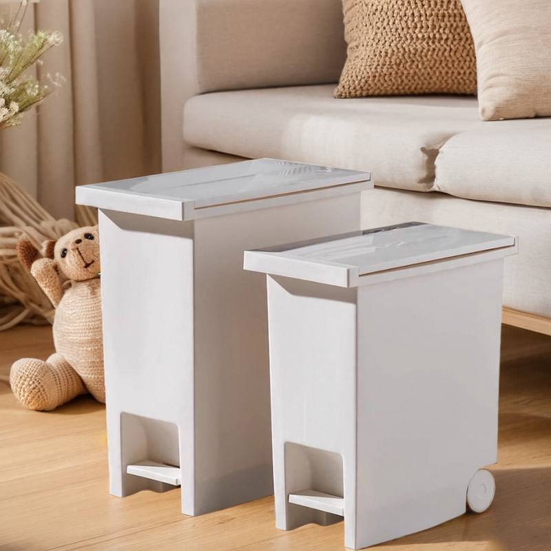 Lu Xiansen Japanese-Style ins Foot-Stepping Slow-Down Trash Can Kitchen Household Trash Can with Lid Bathroom Sandwich Paper Basket