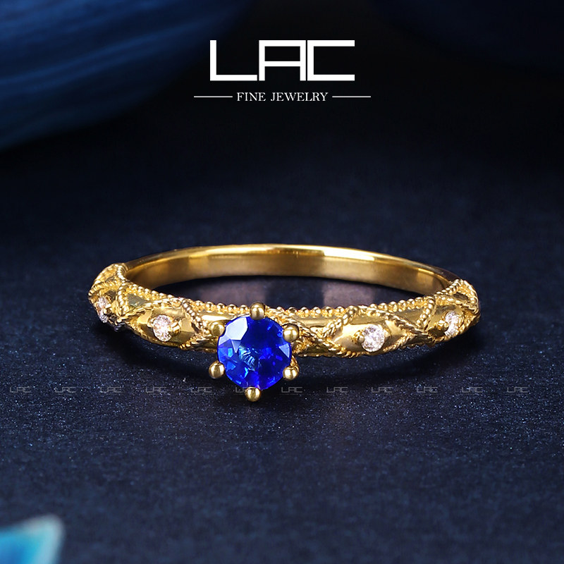 (Magazine Stars Same) LAC Jewelry Royal Blue Sapphire Ring 18K Gold Ruby Dove Blood Red