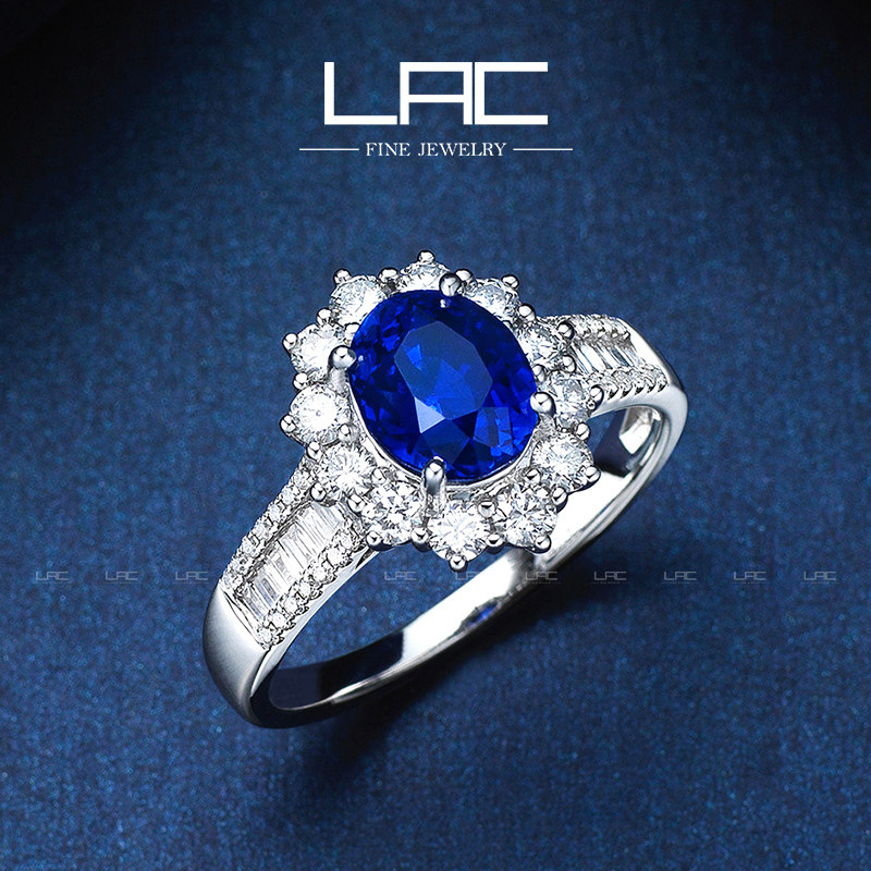 LAC Fine Jewelry Natural Sapphire Ring Women's 18k Gold Sri Lankan Fancy Jewel Custom Set Diamonds