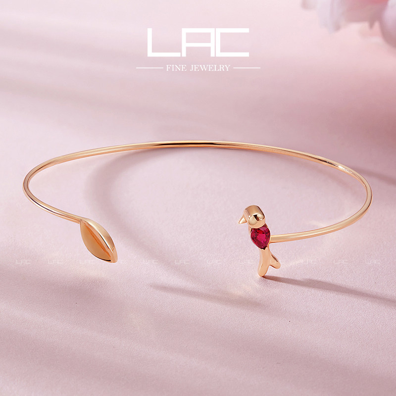 LAC natural ruby leaves bracelet female 18K gold colored gem bracelet