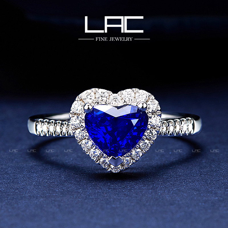 LAC High Jewelry Sri Lanka Natural Sapphire Ring Women's 18k Gold Inlaid Diamond Heart Shape Color Stone