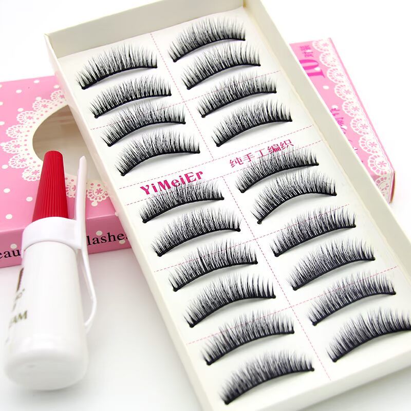 Lông mi giả 3d dày tự nhiên thực tế đồng bằng nhiều lớp bông cứng cuống trang điểm nude mặc 10 đôi keo - Lông mi giả mi giả nam châm
