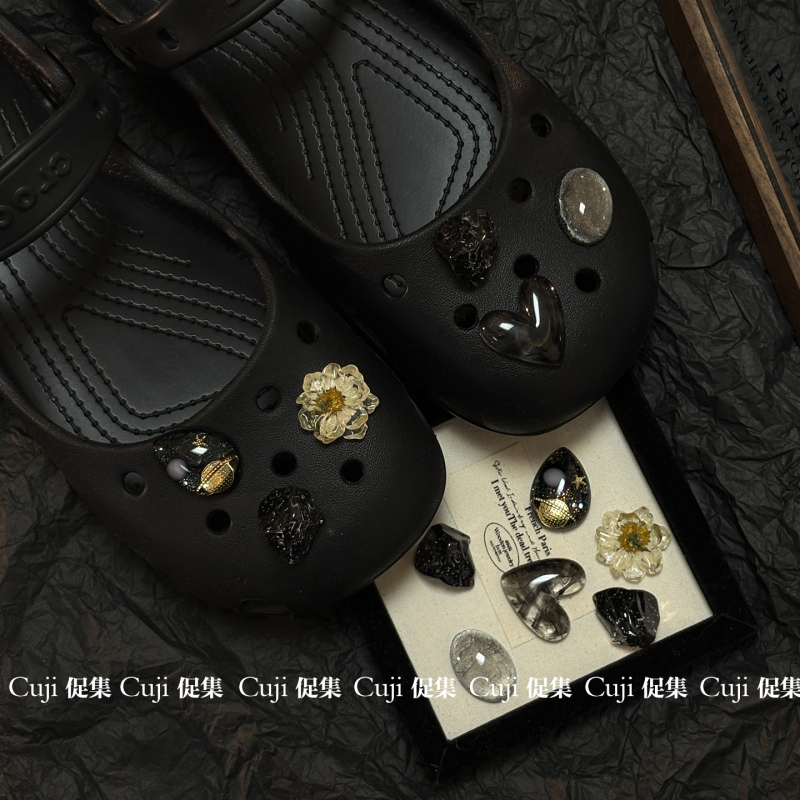 Black Elegant Ballet Clog Shoe Charms Accessories for Women DIY Shoe Decoration Suitable for Crocs
