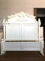 American country pure solid wood furniture Antique old oak 1 8*Double bed European carved bed Wedding bed Princess bed