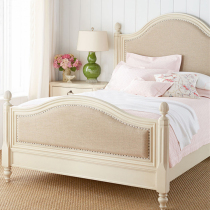 Postmodern simple white solid wood childrens bed 1 2*French Mediterranean girl bed American single bed Fabric bed