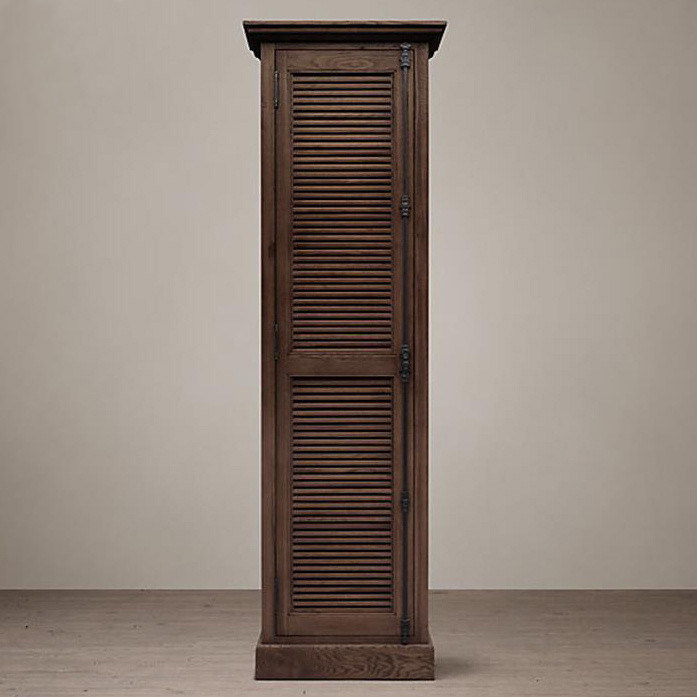 American country vintage oak old shutter door single door shoe cabinet living room entrance hall full solid wood storage side cabinet