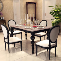 Simple post-modern solid wood dining table and chair American retro old rectangular dining table Small apartment French dining table Dining table