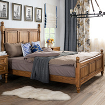 American country antique old old oak 1 8 double solid wood bed European Villa French small apartment retro furniture