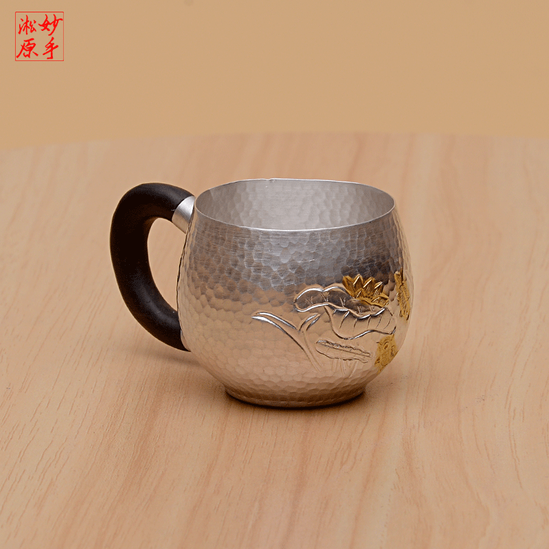 Nice Hangyuan pure silver 9999 household silver cup cup of Zen cup cup of cup Kung fu tea instrument single cup tea ceremony accessories