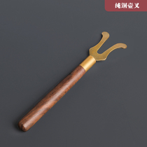 Cast iron pot clip Southern Japan old iron pot fork Ebony handle Copper pot cover fork Kung Fu tea accessories