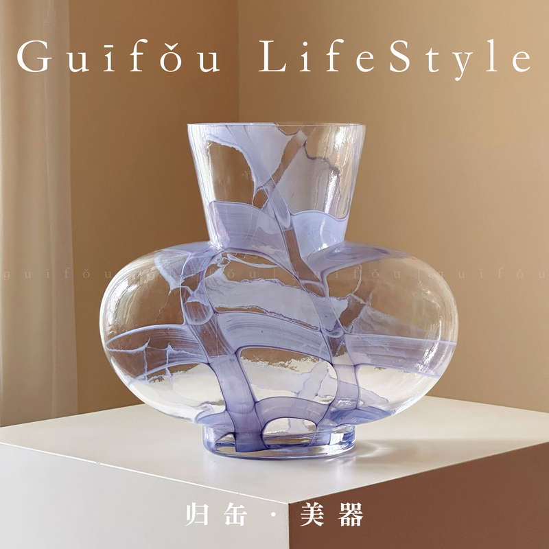 Miaomiao·Gui缶 2026 New Model Glass Transparent Water Vase Original Design Light Luxury High-End Living Room Decoration