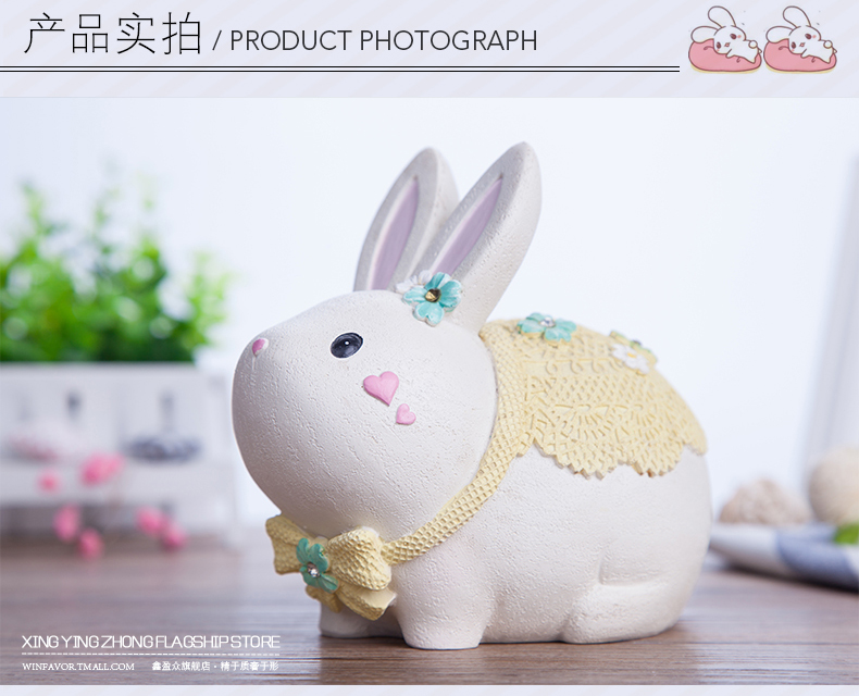 Dễ thương Rabbit Piggy Bank Korea Creative Piggy Bank Fashion Birthday Gift Cartoon Child Change Jar Trang trí - Trang trí nội thất phụ kiện trang trí nhà bếp