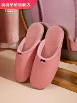 New Puskin slippers home couple thick bottom non-slip warm quiet winter room with velvet household cotton slippers women