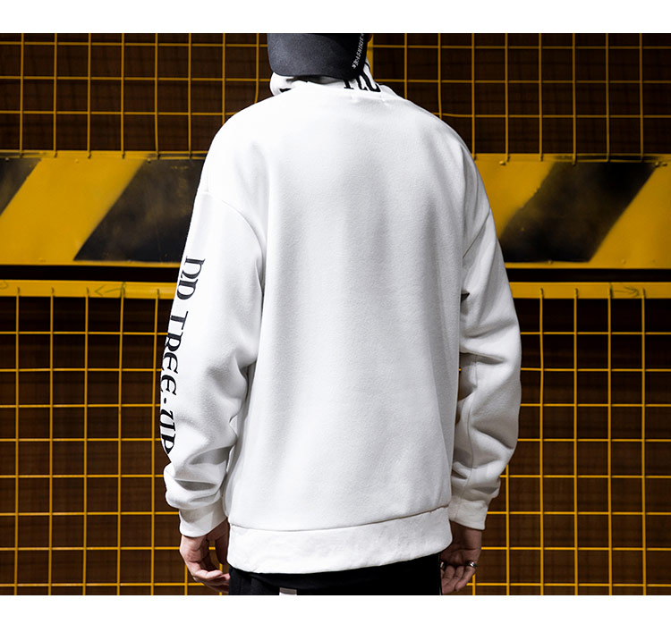 Embroidery Man Hoodies Side Patchwork Men's Sweatshirts