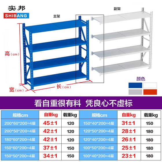 Shibang shelf storage warehouse storage room shelf storage rack multi-layer storage metal shelf balcony storage rack