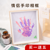 High-end crafts Couple DIY custom simple color full of joy handprint memorial photo frame table palm painting