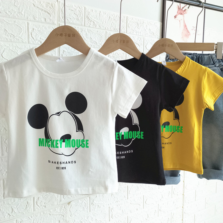 2020 new children's Mickey short-sleeved T-shirt cotton middle and small children's mouse half-sleeved top foreign style Korean children's clothing trend