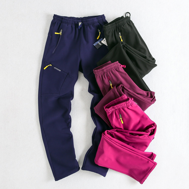 Foreign trade stock tail goods autumn and winter women's charge pants soft shell plus velvet warm hiking pants large size pants