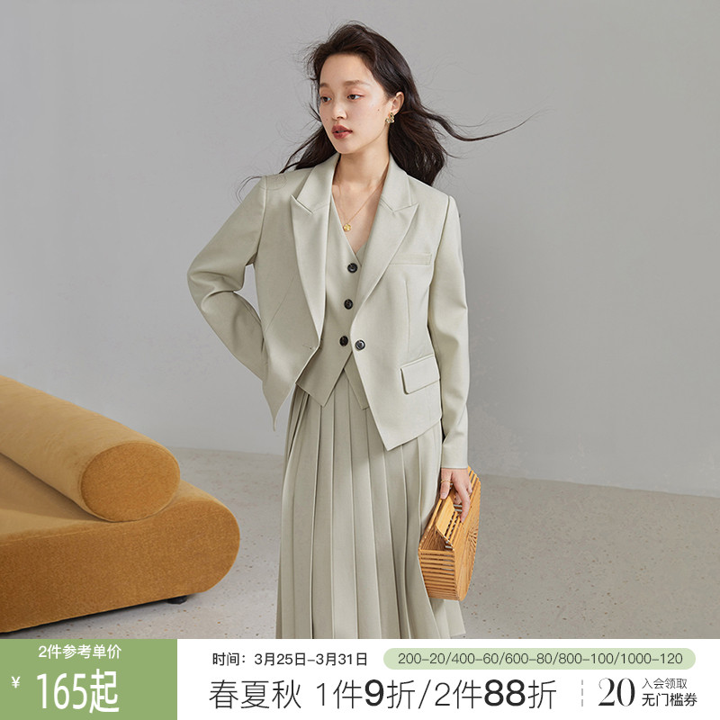 Vanth Blue En 22FS1244 Korean version suit jacket female spring and autumn this year popular little western suit short career suit