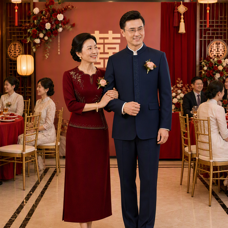 2026 New Style Burgundy Embroidered Traditional Chinese Suit for Father-In-Law, High-End Wedding Banquet Attire for Dad 2026 New Style Burgundy Embroidered Traditional Chinese Suit for Father-In-Law, High-End Wedding Banquet Attire for Dad
