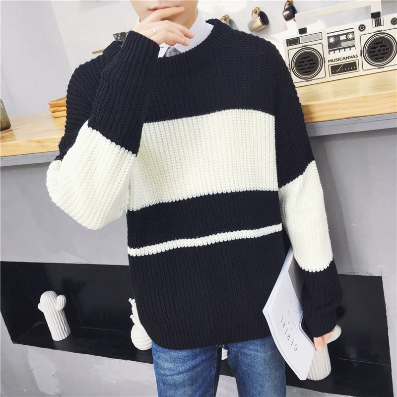 Áo len nam mùa thu và mùa đông Phiên bản Hàn Quốc của bf gió lỏng đôi màu phù hợp với tay áo len áo len thủy triều áo len - Cardigan