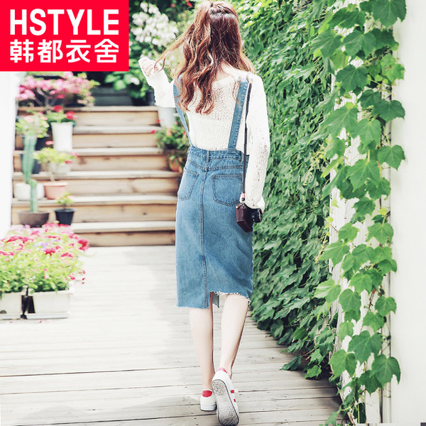 韩都衣舍18年新款 宽松显瘦牛仔背带连衣裙 天猫优惠券折后￥86包邮（￥176-90）