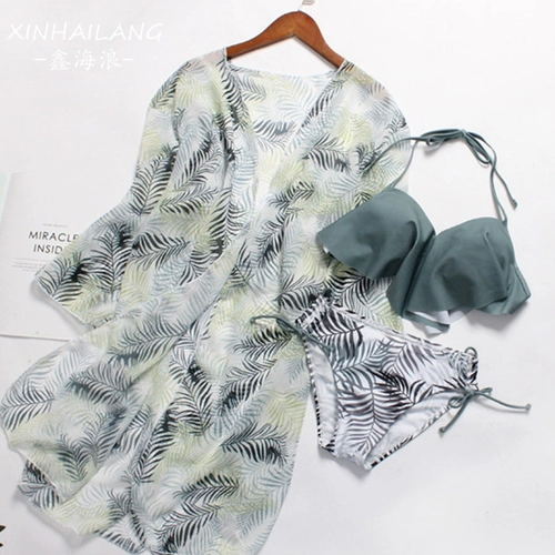 Корейский сеть красный Купальник ins style женский купальник женское бикини 3 накладки Трехточечный прозрачный сундучок в сборе