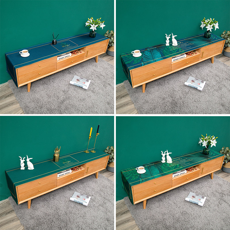 Living room dustproof TV cabinet cover cloth thickened cotton and linen waterproof rectangular tablecloth support custom table flag shoe cabinet cover cloth