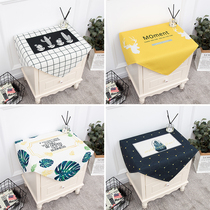 Simple Nordic square bedside cabinet cover waterproof and dustproof thick cotton linen tablecloth