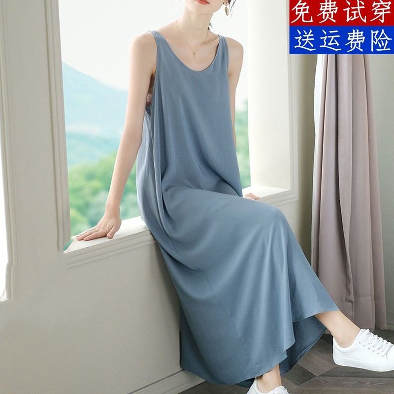 Over-The-Knee Long Silk Dress, Mulberry Silk Camisole, New Dress, Plus Size Loose Fit, Tummy-Covering Base Dress