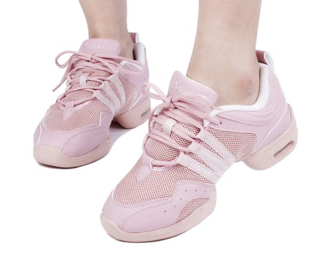 Sansha Dance Shoes Mesh Face Dance Shoes Black Red Strips Dancing Shoes Women Soft-bottom Modern Square Dance Shoes Fitness Shoes