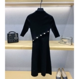 Металлический свитер, трикотажное платье, молодежное платье, юбка, французский стиль, облегающий крой, в стиле Шанель