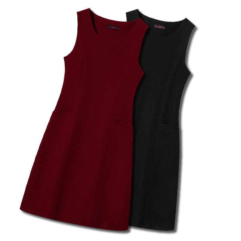 Woolen Dress, Sleeveless, Versatile, High-End Dress, Over-The-Knee Bottoming Skirt, Warm Vest Dress, Elegant Vest Dress