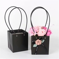 Kraft paper flower bag with bouquet bag Folding tote bag Trapezoidal waterproof flower box Floral flower arrangement gift bag