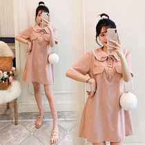 Pregnant women spring and summer dress fashion Korean version of stitching dress tide hot mom personality maternity dress outside wear skirt summer
