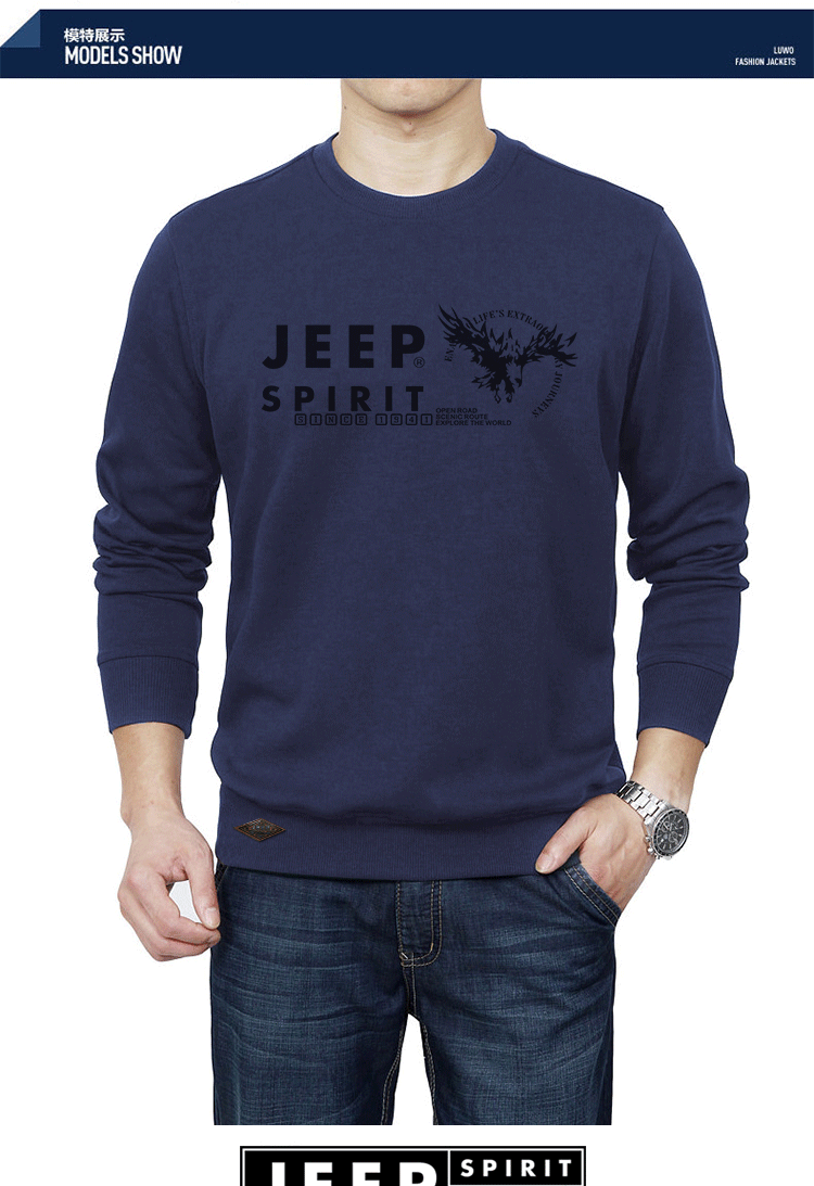 Xe jeep tay dài đích thực áo thun cotton cổ tròn cho nam trung tính và áo len dày nhung cỡ lớn bố ơi áo phông dài tay