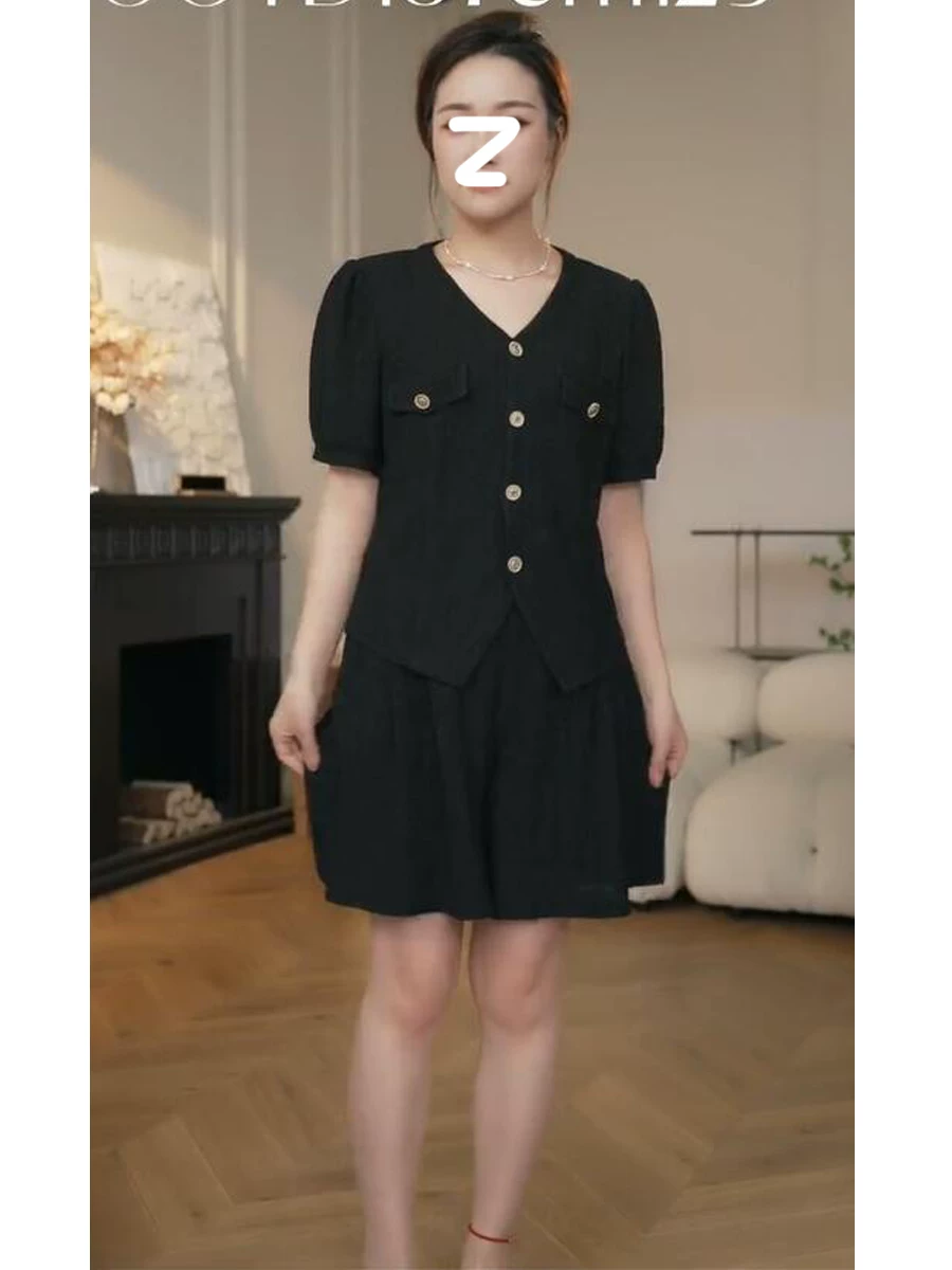 Комплект, шорты, вязаные брюки, плюс сайз, стиль Chanel