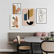 Nordic decorative painting abstract characters Morandi color ins niche literary living room wall painting combination studio