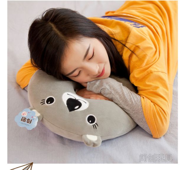 Phim hoạt hình gối hình chữ U dễ thương gối cổ điều dưỡng cổ tử cung gối ngủ văn phòng xe máy bay du lịch gối di động - Gối gối kê cổ