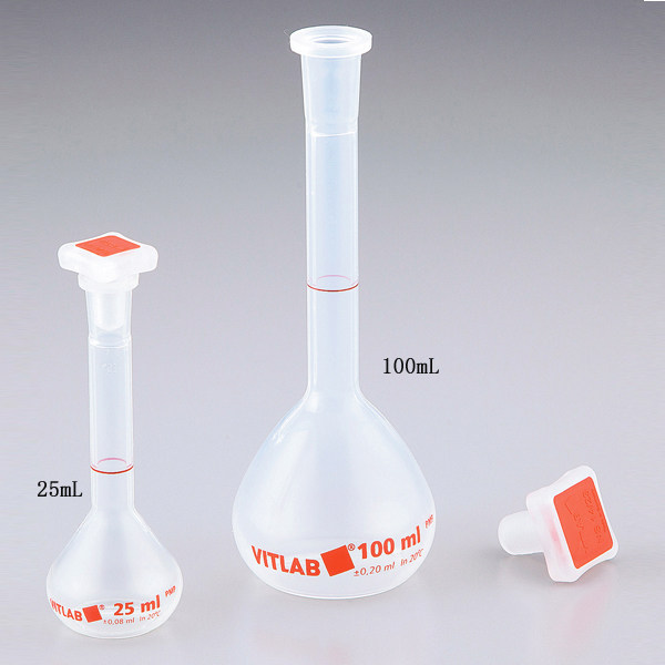 VITLAB容量瓶PMP A级(带PP塞)可高温高压121℃灭菌10ml-1000ml